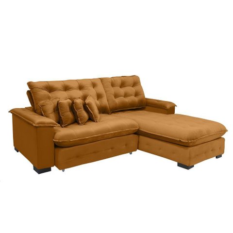 Sofá Berlin 2.65x2.10m com Chaise Super Pillow Top - Terra