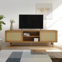 Ver imagem 1 de Rack para TV até 85 Polegadas 190cm Pés em Madeira Maciça Rattan CabeCasa MadeiraOriginals Bege Marrom