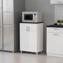Ver imagem 1 de Balcão Armário Microondas Multiuso 2 Portas para Cozinha - Branco/preto