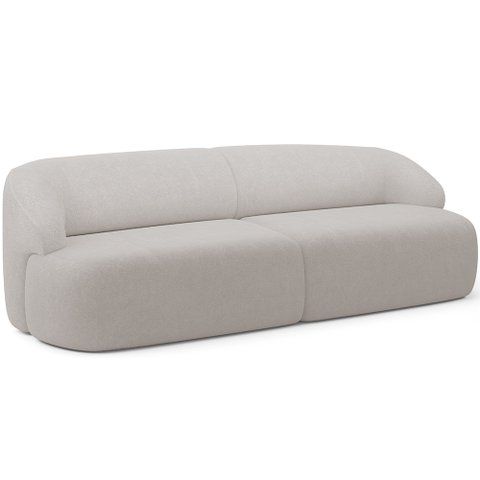 Sofá 3 Lugares Curvo Orgânico para Sala Living 250cm Barolo L06 Bouclê Cinza - Lyam Decor