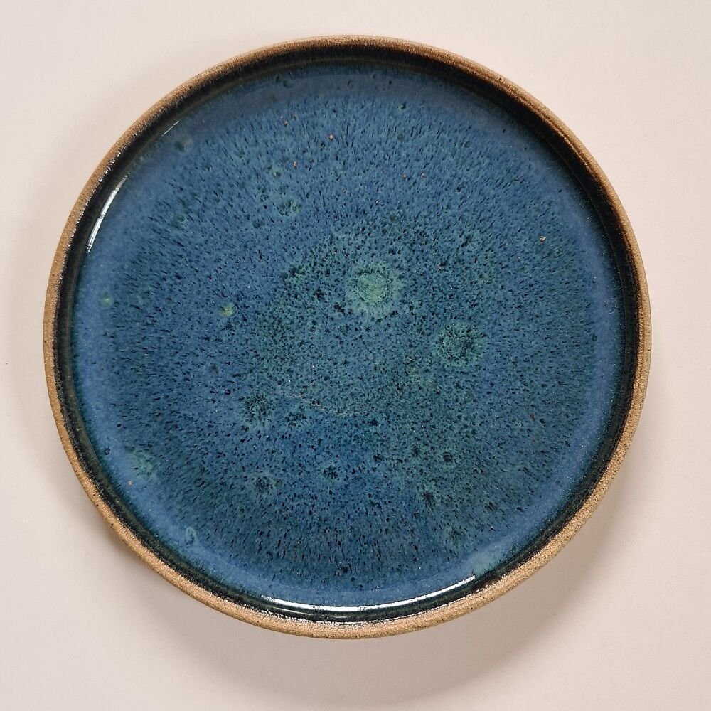 Prato de sobremesa azul de cerâmica artesanal - 2