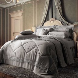 Jogo de Cama Queen 400 Fios Percal Châteu Versailles Cinza - 1