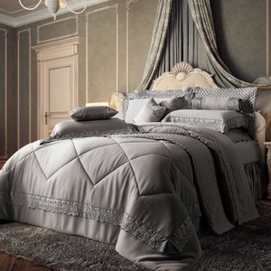 Jogo de Cama Queen 400 Fios Percal Châteu Versailles Cinza