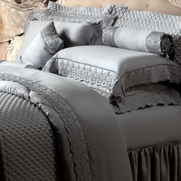 Jogo de Cama Queen 400 Fios Percal Châteu Versailles Cinza - 3