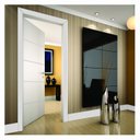 Ver imagem 2 de Kit Porta de Madeira 210x80cm Frisada Laqueada Moldufama Abertura Direita