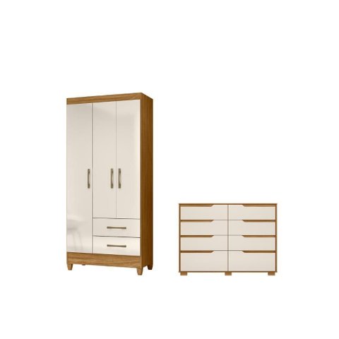 Jogo Roupeiro e Comoda Ascenscion Freijo Off White
