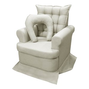 Poltrona da Mamãe de Balanço + Almofada Bebê Linho Boucle Off White Sofa Store