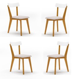 Conjunto Sala de Jantar Mesa Tampo Redondo Madeira Maciça com 4 Cadeiras Rafa Espresso Móveis - 7