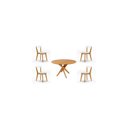 Ver imagem 2 de Conjunto Sala de Jantar Mesa Tampo Redondo Madeira Maciça com 4 Cadeiras Rafa Espresso Móveis