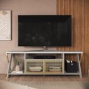 Ver imagem 1 de Rack Industrial para TV até 60 Polegadas 160cm Rgb P1033 Cinza Arena/Dourado