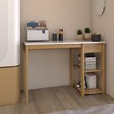Ver imagem 1 de Mesa Escrivaninha Room 1 Gaveta 2 Prateleiras 100% Mdf Branco Brilho/amêndia - Panorama Móveis