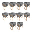 Ver imagem 1 de Kit 10 Poltronas Decorativa Sala de Estar Base de Ferro Cobre Veludo Cinza