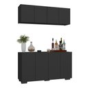 Ver imagem 1 de Kit Bar Armário Aéreo e Aparador 4 Portas Multimóveis Mp1087 Preto