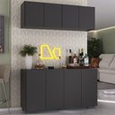 Ver imagem 2 de Kit Bar Armário Aéreo e Aparador 4 Portas Multimóveis Mp1087 Preto