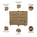 Ver imagem 2 de Cômoda Quarto 121cm 8 Gavetas Delmont Nature V02 - Mpozenato