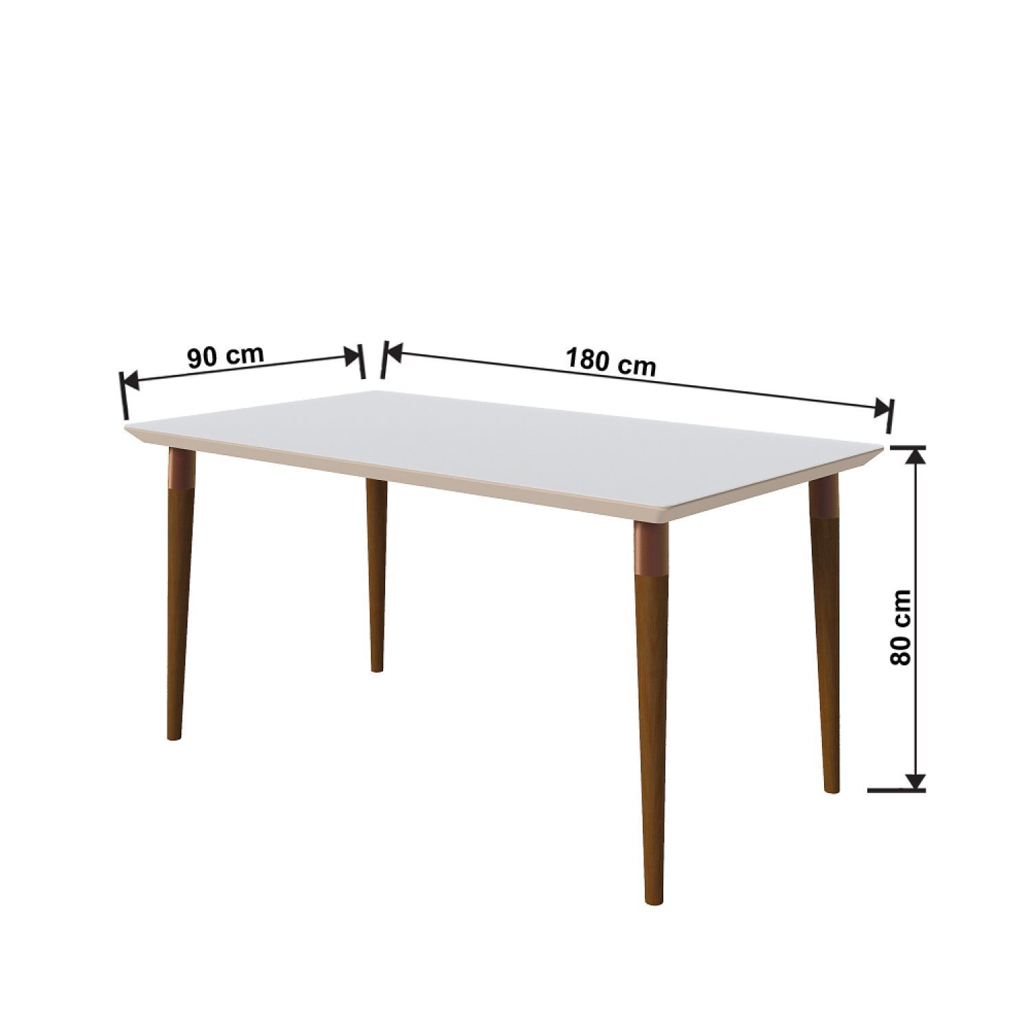 Mesa para Sala de Jantar Tampo Vidro/MDF Retangular Studio 1.8 - 2