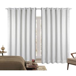 Cortina Corta Luz 4,00m X 2,30m 100% Blackout Com Voil Xadrez Branco Para Varão Simples - 4