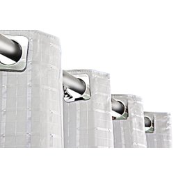 Cortina Corta Luz 4,00m X 2,30m 100% Blackout Com Voil Xadrez Branco Para Varão Simples - 2