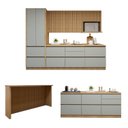 Ver imagem 2 de Cozinha Completa Modulada 8 Peças 11 Portas 10 Gavetas com Rodapé Norten Verde/Nature