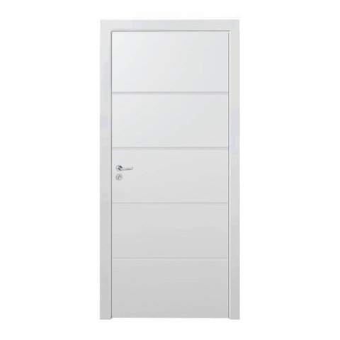 Kit Porta de Madeira 210x90cm Frisada Laqueada Moldufama Abertura Direita