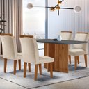 Ver imagem 1 de Mesa Olímpia 120cm Em Mdf E 4 Cadeiras Athenas Moderna