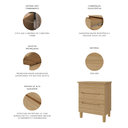Ver imagem 4 de Mesa de Cabeceira 3 Gavetas em MDF e Pés em Madeira Maciça Logan Olmo Italiano Yescasa Bege