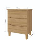 Ver imagem 3 de Mesa de Cabeceira 3 Gavetas em MDF e Pés em Madeira Maciça Logan Olmo Italiano Yescasa Bege