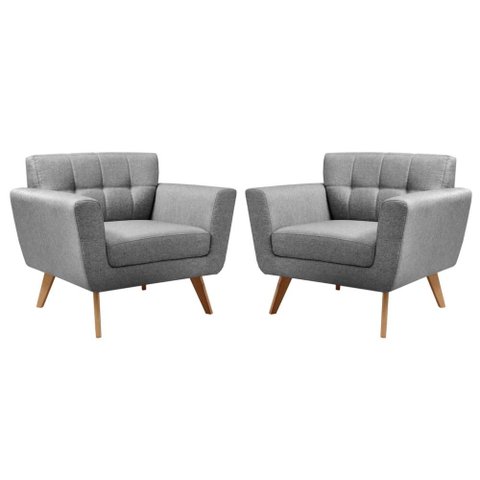 Poltrona Decorativa Bruna Living Sala Quarto Recepção - Linho Cinza 320