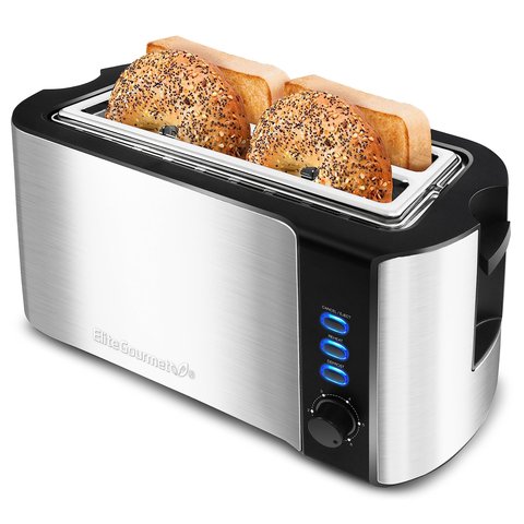 Elite Gourmet Ect-3100 Torradeira 4 Fatias Slots Largos Preto/inox