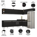 Ver imagem 3 de Armário de Cozinha Modulado de Canto 8 Peças Cp25 Balcão sem Tampo Preto - Lumil Lumil Móveis