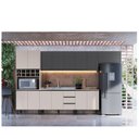 Ver imagem 1 de Cozinha Modulada 7 Peças Tampo Aéreo 3 Portas Basculante Balcão Paneleiro Araucária Cinza/Fumê/Grafite