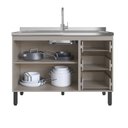 Ver imagem 7 de Cozinha Modulada 7 Peças Tampo Aéreo 3 Portas Basculante Balcão Paneleiro Araucária Cinza/Fumê/Grafite