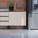 Ver imagem 6 de Cozinha Modulada 7 Peças Tampo Aéreo 3 Portas Basculante Balcão Paneleiro Araucária Cinza/Fumê/Grafite
