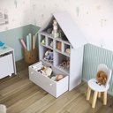 Ver imagem 3 de Casinha Organizadora de Brinquedos Infantil 100% Mdf Plancasa Cinza Cristal Tx