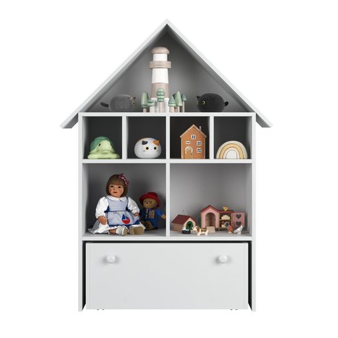 Casinha Organizadora de Brinquedos Infantil 100% Mdf Plancasa Cinza Cristal Tx