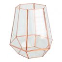 Ver imagem 1 de VASO SEXTAVADO DE METAL E VIDRO ROSE 19CM X 21CM X 22,5CM
