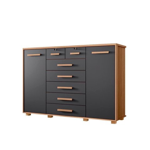 Cômoda 7 Gavetas para Tv até 65 Polegadas Nature Titanium Fonteine Shop Jm