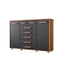Ver imagem 1 de Cômoda 7 Gavetas para Tv até 65 Polegadas Nature Titanium Fonteine Shop Jm