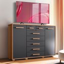 Ver imagem 6 de Cômoda 7 Gavetas para Tv até 65 Polegadas Nature Titanium Fonteine Shop Jm