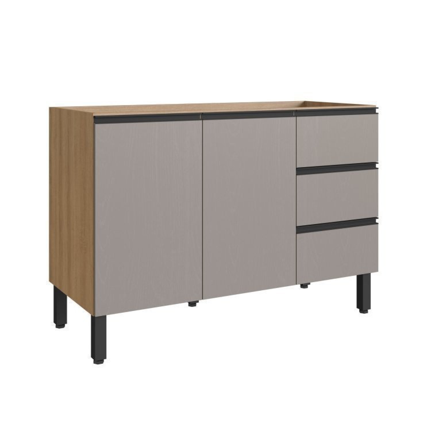 Cozinha Modulada 10 Peças Tampo Aéreo 3 Portas Balcão, Paneleiro Plátano  - 5