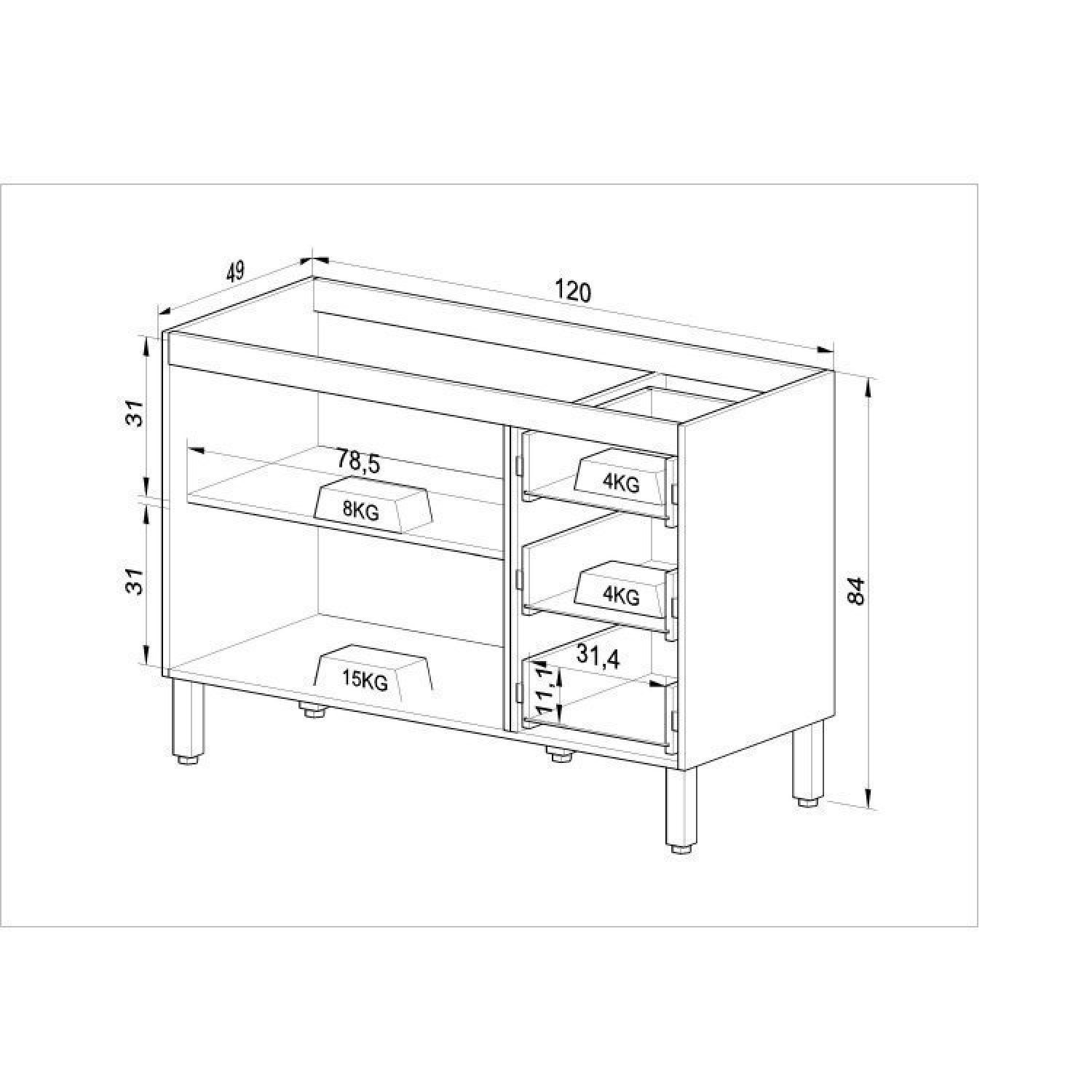 Cozinha Modulada 10 Peças Tampo Aéreo 3 Portas Balcão, Paneleiro Plátano  - 3