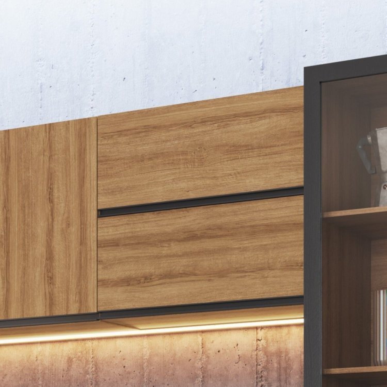 Cozinha Modulada 10 Peças Tampo Aéreo 3 Portas Balcão, Paneleiro Plátano  - 17