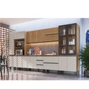 Ver imagem 1 de Cozinha Modulada 10 Peças Tampo Aéreo 3 Portas Balcão, Paneleiro Plátano Marrom/Montana/Fumê