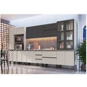 Ver imagem 1 de Cozinha Modulada 10 Peças Tampo Aéreo 3 Portas Basculantes Balcão 2 Portas Paneleiro Plátano Cinza/Fumê/Grafite