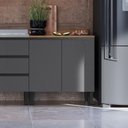 Ver imagem 6 de Cozinha Modulada 7 Peças Tampo Aéreo 3 Portas Balcão Paneleiro Cambará Marrom/Montana/Grafite