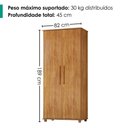 Ver imagem 3 de Guarda Roupa Solteiro Portugal 2 Portas de Bater MDF-MDP Cedro Milani Movelaria