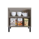 Ver imagem 4 de Cozinha Modulada 7 Peças Tampo Aéreo 3 Portas Balcão Paneleiro Cambará Cinza/Fumê/Grafite