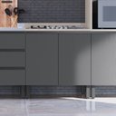 Ver imagem 6 de Cozinha Modulada 7 Peças Tampo Aéreo 3 Portas Balcão Paneleiro Cambará Cinza/Fumê/Grafite