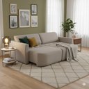 Ver imagem 1 de Sofá Cama Retrátil Itália 4 Lugares Design Orgânico em Linho Sala de Estar - 232 Cm