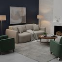 Ver imagem 4 de Sofá Cama Retrátil Itália 4 Lugares Design Orgânico em Linho Sala de Estar - 232 Cm